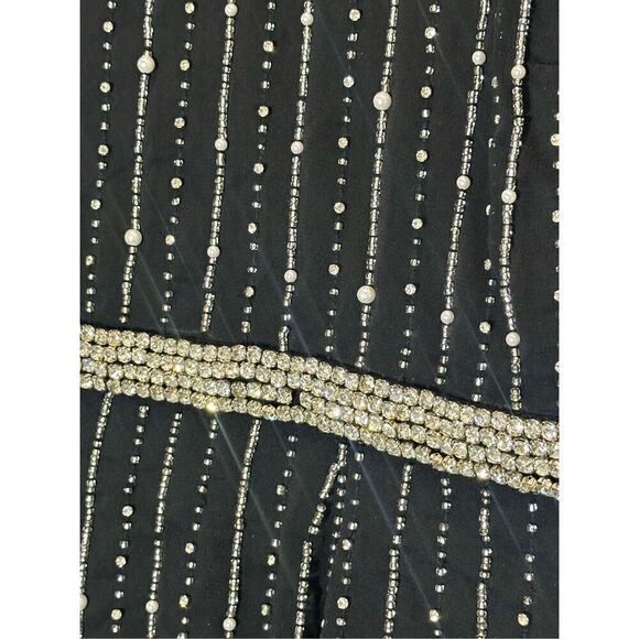 Mac Duggal NWT size 16 long sleeve beaded black midi dress READ NOTES style 9362 - Picture 7 of 16